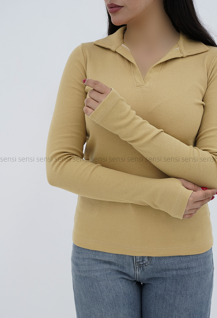 بلوز زنانه یقه شکاری کبریتی کشی کد1006817
